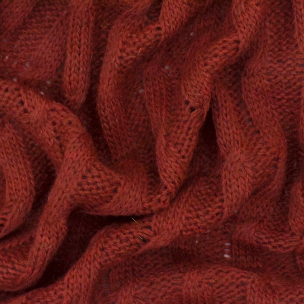 Winter Rust Orange Rib Pattern Wool-Poly Sweater Knit Fabric By the Yard