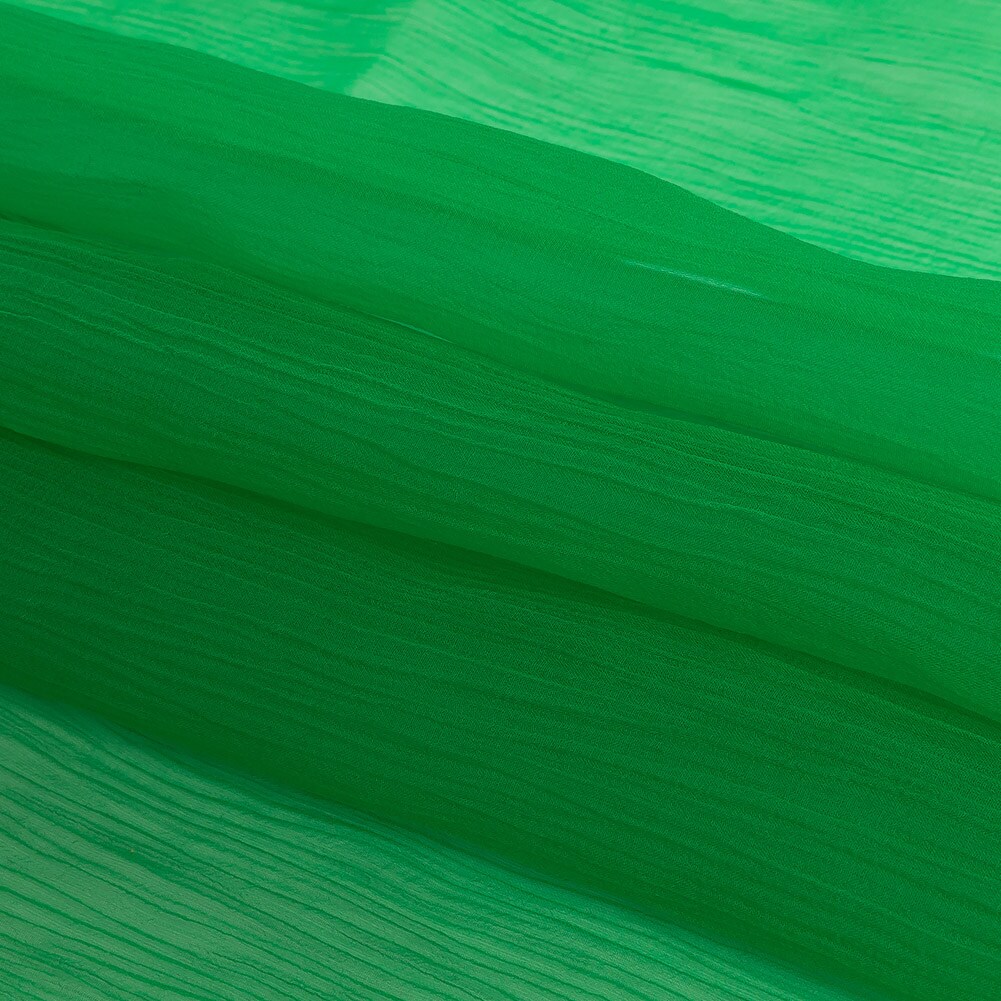 1 Yard Crinkled Silk Organza Kelly Green Designer Fabric, 49 Inches Width
