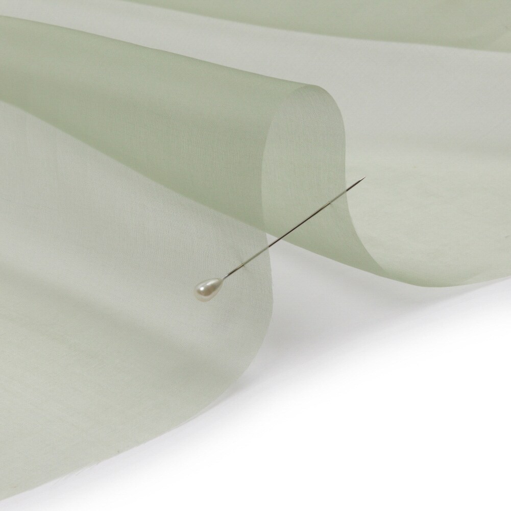 1 Yard Premium Oil Green Silk Organza Sheer Material for Bridal and Couture 44 Inch Width