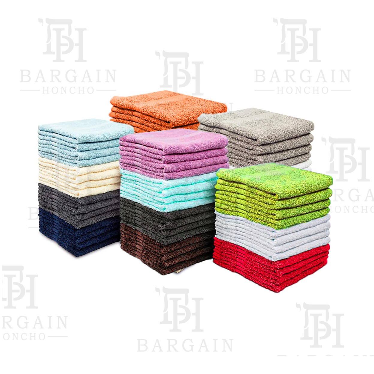 Multi-Pack: 100% Cotton Absorbent Kitchen Washcloth Towel Set 11"X11" Dish