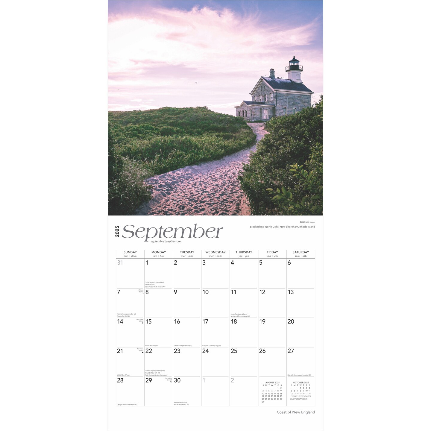 Coast of New England | 2025 12 x 24 Inch Monthly Square Wall Calendar | Plastic-Free | BrownTrout | USA United States of America Scenic Nature Ocean Sea Coast