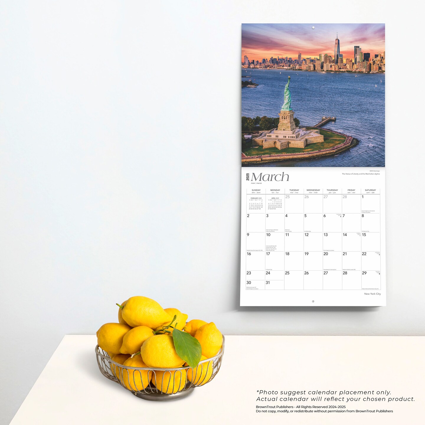 New York City | 2025 12 x 24 Inch Monthly Square Wall Calendar | Foil Stamped Cover | Plastic-Free | BrownTrout | USA United States of America NYC State Northeast