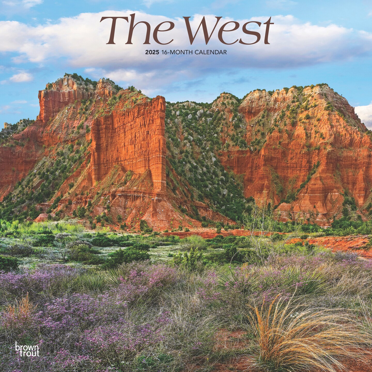 The West | 2025 12 x 24 Inch Monthly Square Wall Calendar | Plastic-Free | BrownTrout | USA United States of America Scenic Nature