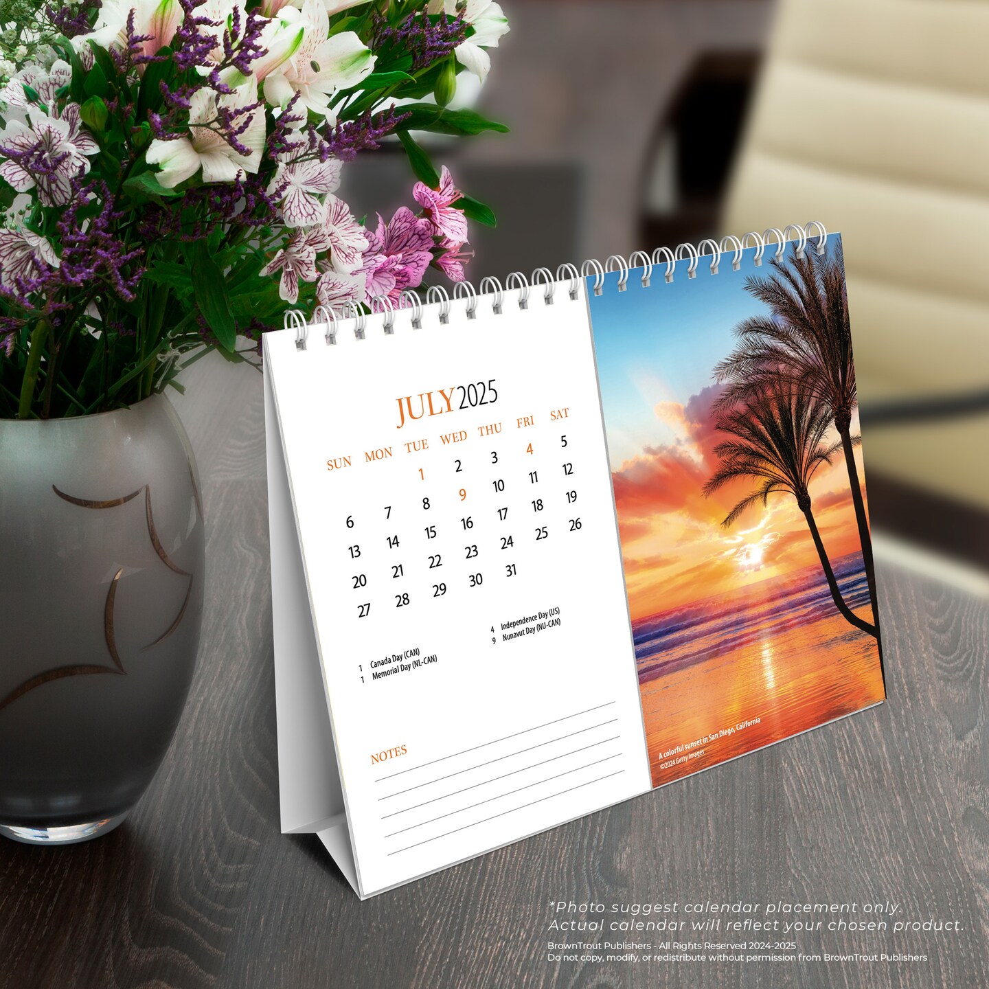 Beaches | 2025 7.5 x 6 Inch Monthly Double-View Easel Desk Calendar | BrownTrout | Travel Nature Tropical