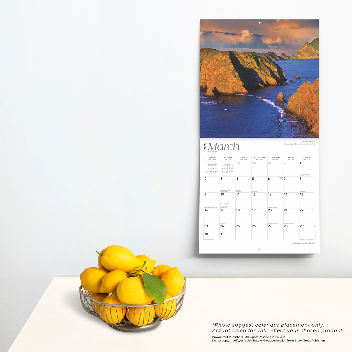 California National Parks | 2025 12 x 24 Inch Monthly Square Wall Calendar | Plastic-Free | BrownTrout | USA United States of America Pacific West State Nature