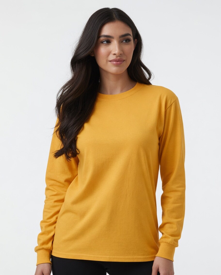 Gildan Heavy Cotton Long Sleeve Crewneck T-Shirt for Layering & Custom Printing 100% U.S. Cotton Tee