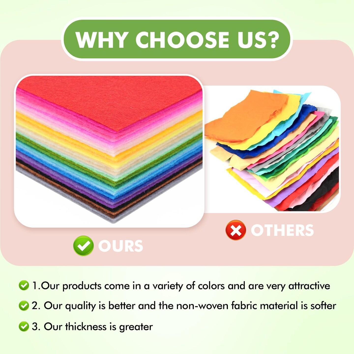 42 pcs Felt Fabric Sheet 4"x4" Assorted Color DIY Craft Squares Nonwoven 1mm Thick
