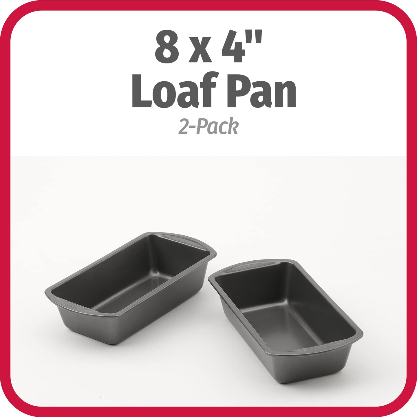 Nonstick Loaf Pan 8 x 4-Inch Heavy-Duty Steel Bakeware with Easy-Clean Non-Stick Coating, Oven & Dishwasher Safe Pan for Meatloaf Breads Lasagnas Casseroles & More, Set of 2, Gray