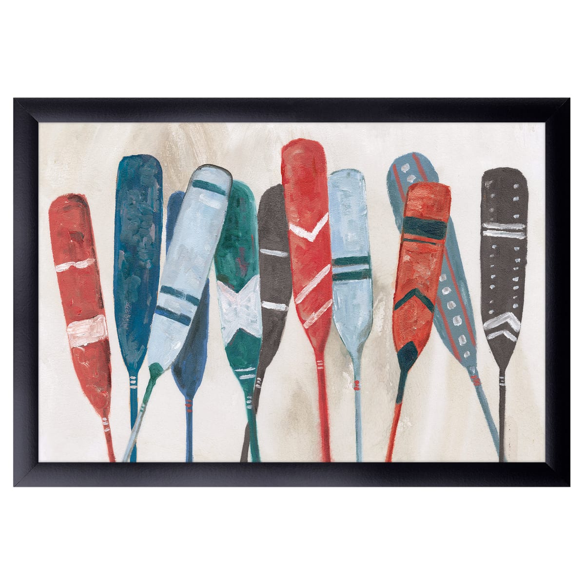 12" x 18" Pattern Paddles Framed Wall Art, Contemporary Coastal Home Décor, Plexiglass Facing and Hanging Hardware Included