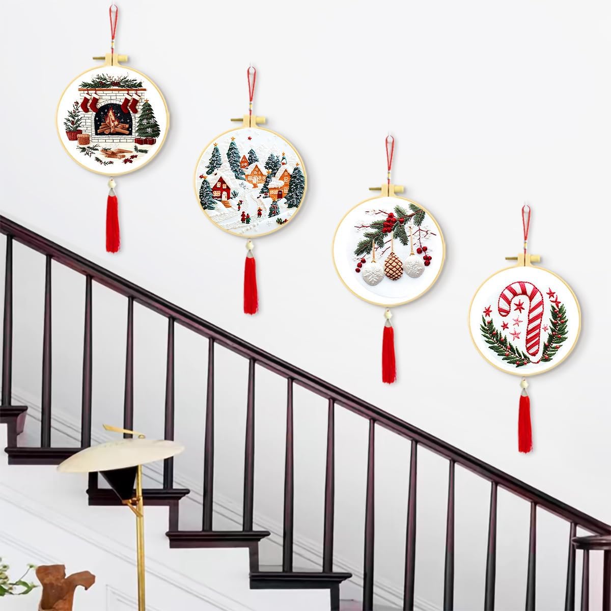11 Count Stamped Cross Stitch Kits for Adults Beginners, Hand Embroidery Christmas Ornaments kit