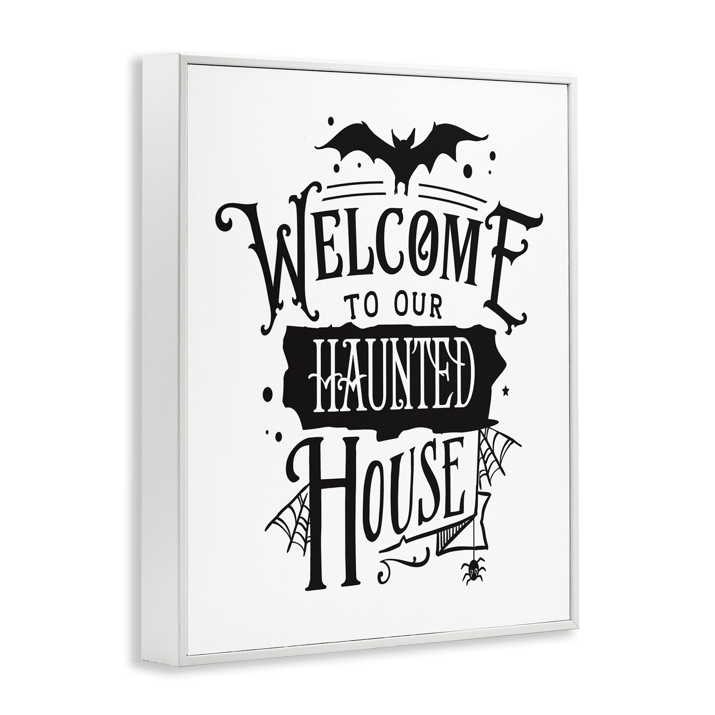 Welcome Haunted House Halloween Bat Spider Webs Framed Giclee Art