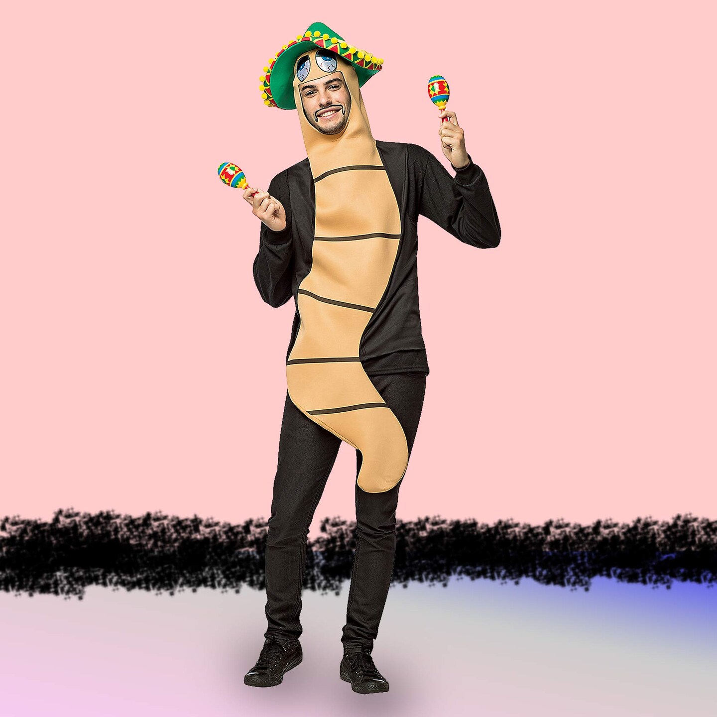 Funny Tequila Worm Costume Adult Size Sombrero Tunic for Cinco de Mayo Fun