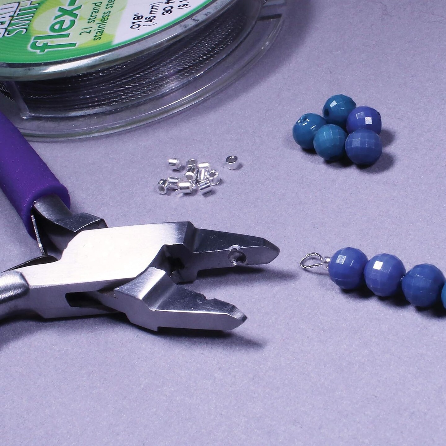 The Beadsmith Magical Crimper Kit - Includes Crimp Forming Pliers, 500 2x2 mm Crimp Tubes in Assorted Colors, and 21-Strand Flex-Rite Wire