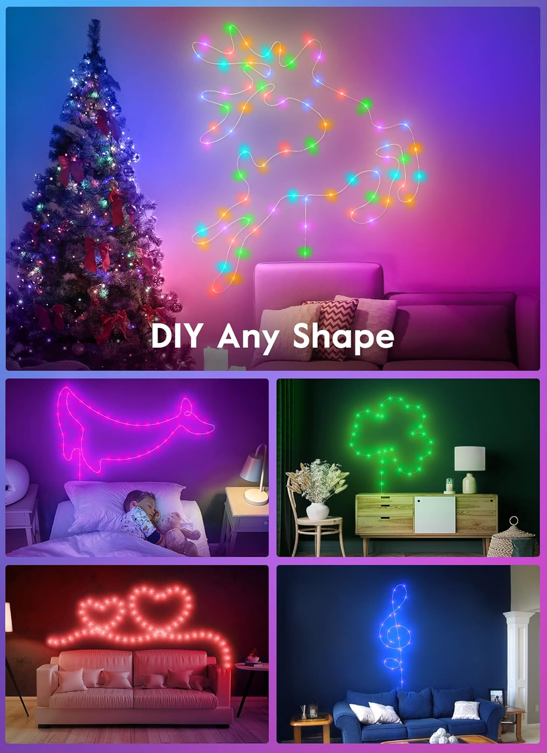 33FT 100 LED Color Changing Fairy Lights with USB & Remote, 11 Modes, Twinkle String Lights for Christmas, Bedroom, Classroom, Party, Indoor/Outdoor Use (7 Colors With Multicolor)