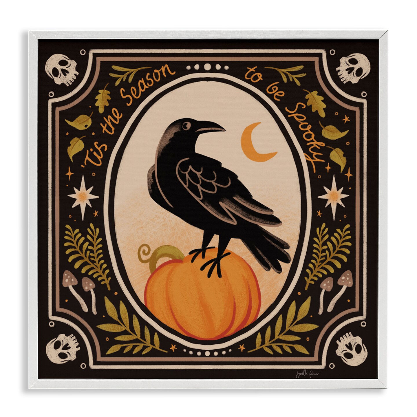 Spooky Season Black Crow Framed Giclee Art