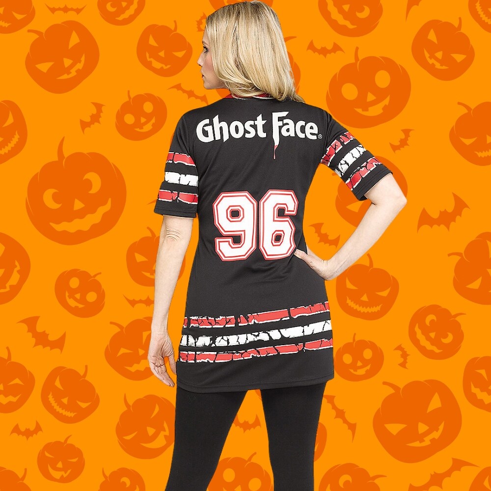 Ghost Face Dress Costume for Adults Halloween Lace-Up V-Neck Iconic Mask Print