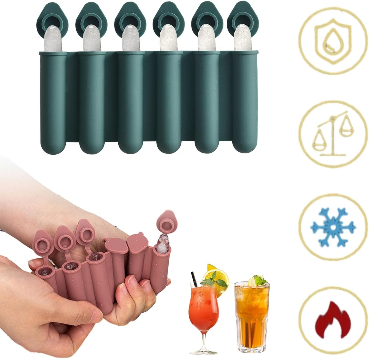 Suppository Mold Ice Cube Mold, set of 4 Long Ice Cube Molds With Lids, Silicone Mini Ice Cube Mold, for Ice Cubes, DIY Popsicle, Homemade Ice Cream
