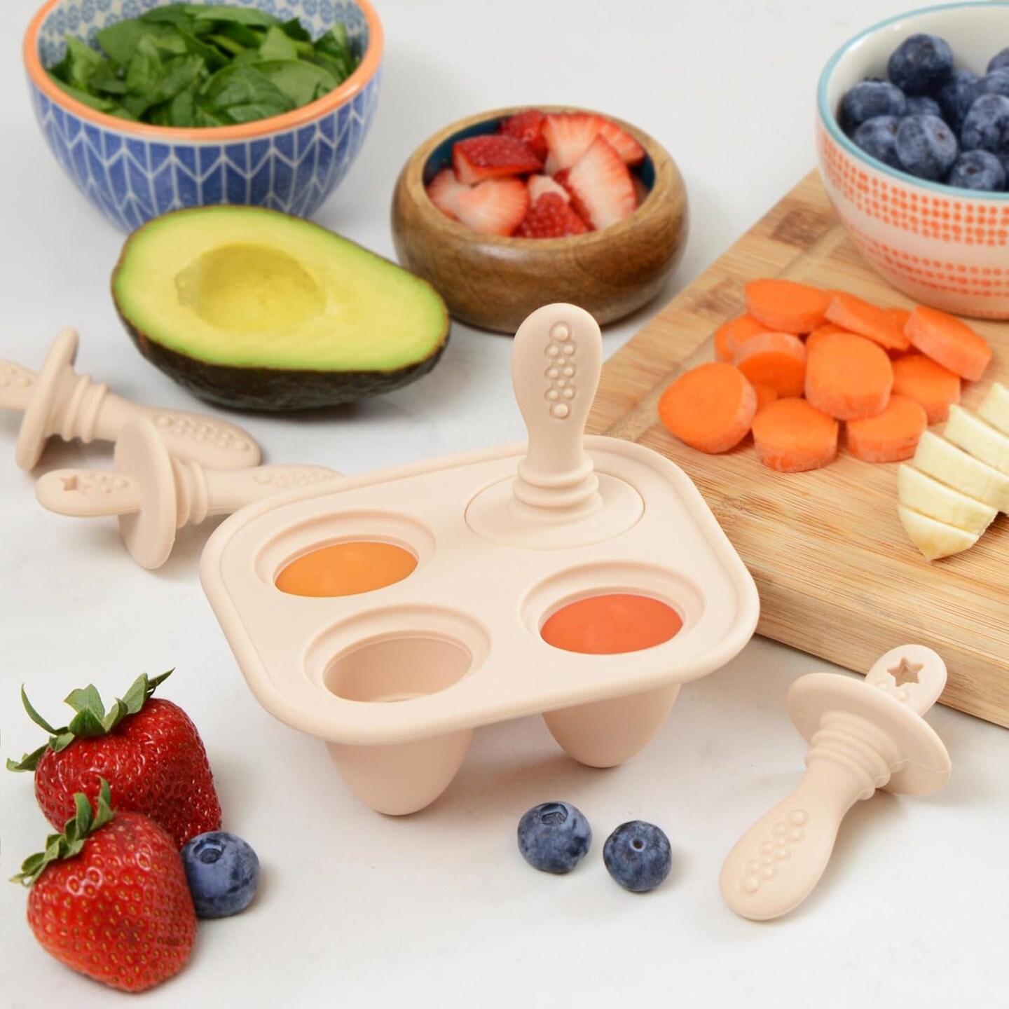 Silicone Petite Pops - Baby Popsicle Mold - BPA Free - Dishwasher Safe - 4 months+ (Sage Green Teether Pops)