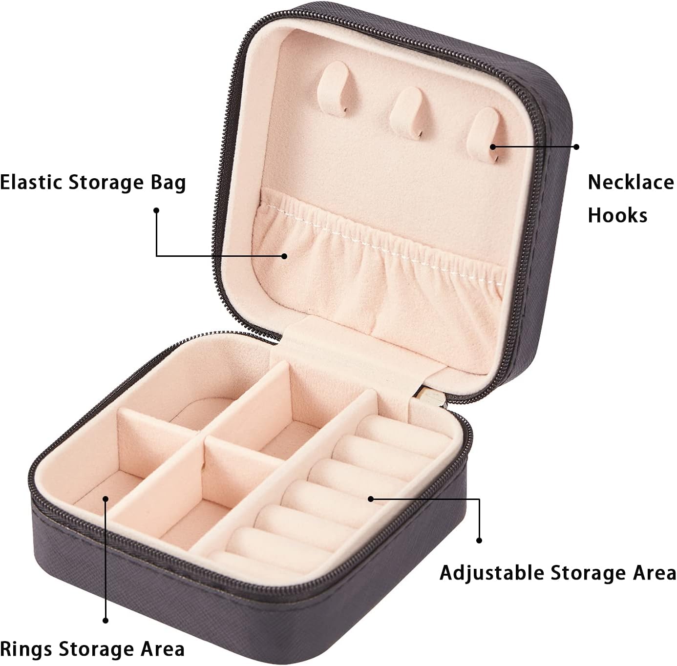 Leather Small Jewelry Box, Travel Portable Jewelry Case for Ring, Pendant, Earring, Necklace, Bracelet Organizer Storage Holder Boxes