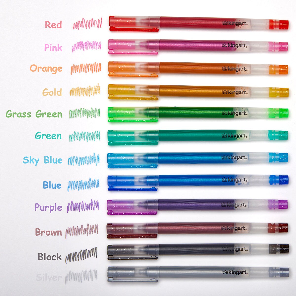 KINGART&#xAE; Gel Pens 12 Glitter Colors