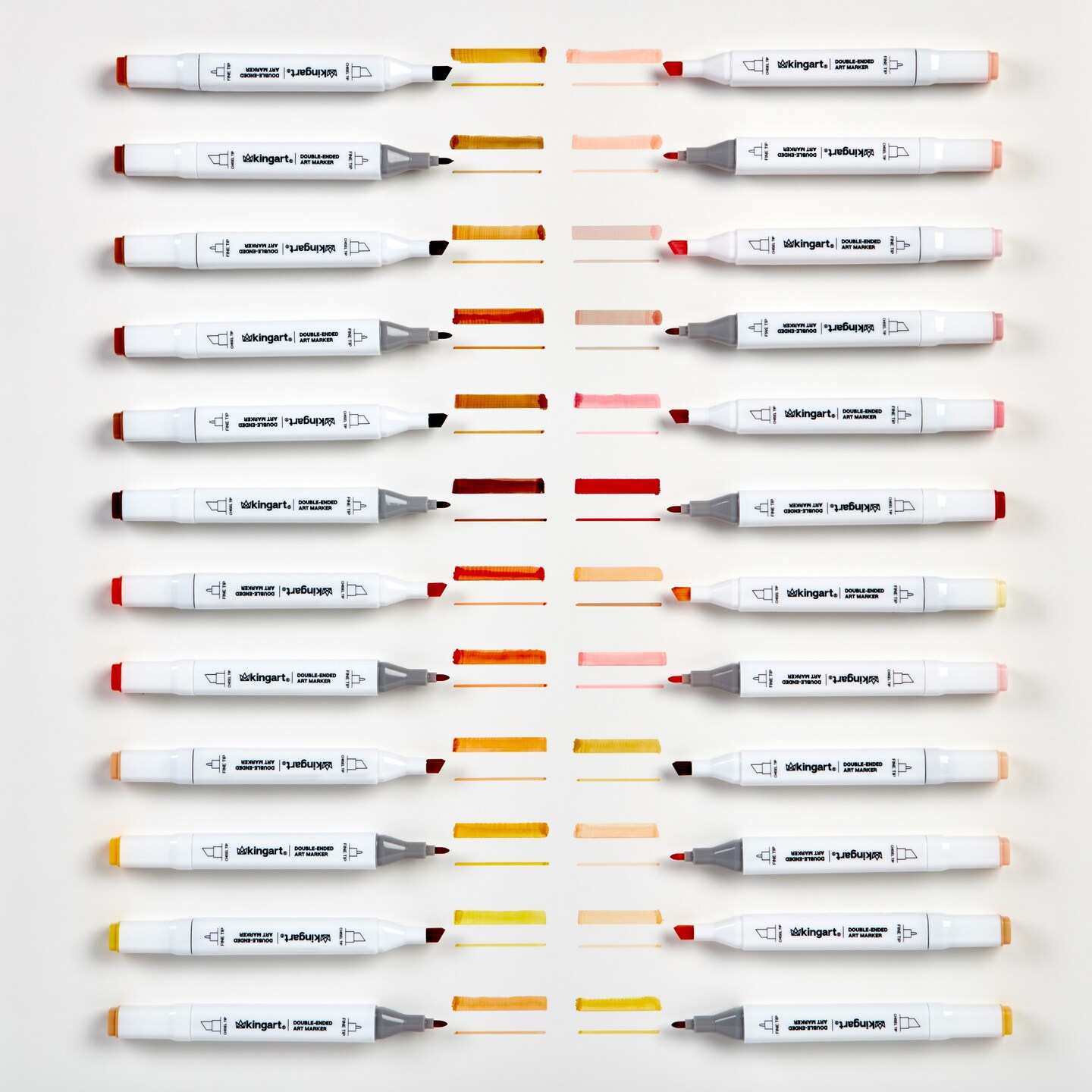KINGART&#xAE; PRO Double-Ended Art Alcohol Markers, 24 Portrait Palette Colors with Both Fine &#x26; Chisel Tips and Superior Blendability