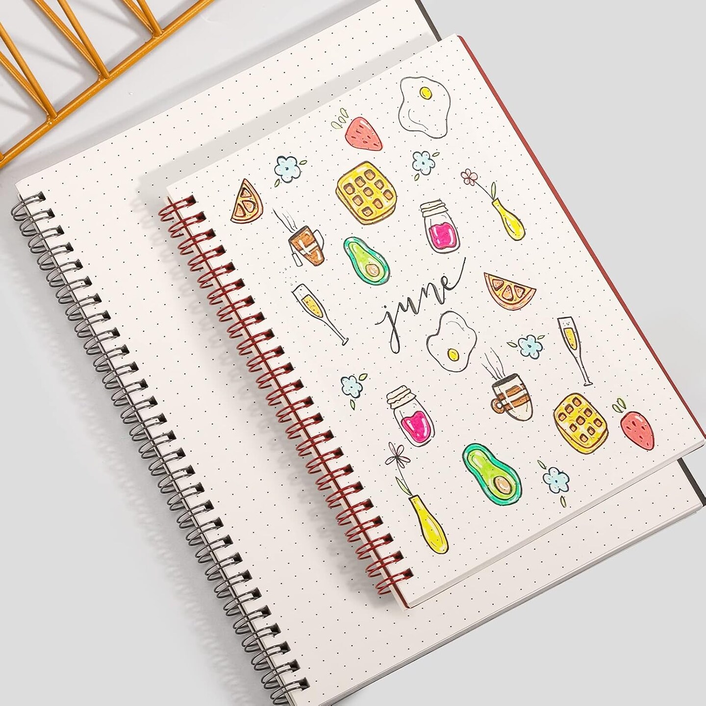 Dotted Journal Spiral Notebook 5.7&#x22; x 8.22&#x22; - 4 Pack 640 Pages 100gsm Thick Paper, A5 Dot Grid Notebook, Plastic Hardcover Bullet Notebooks Journals