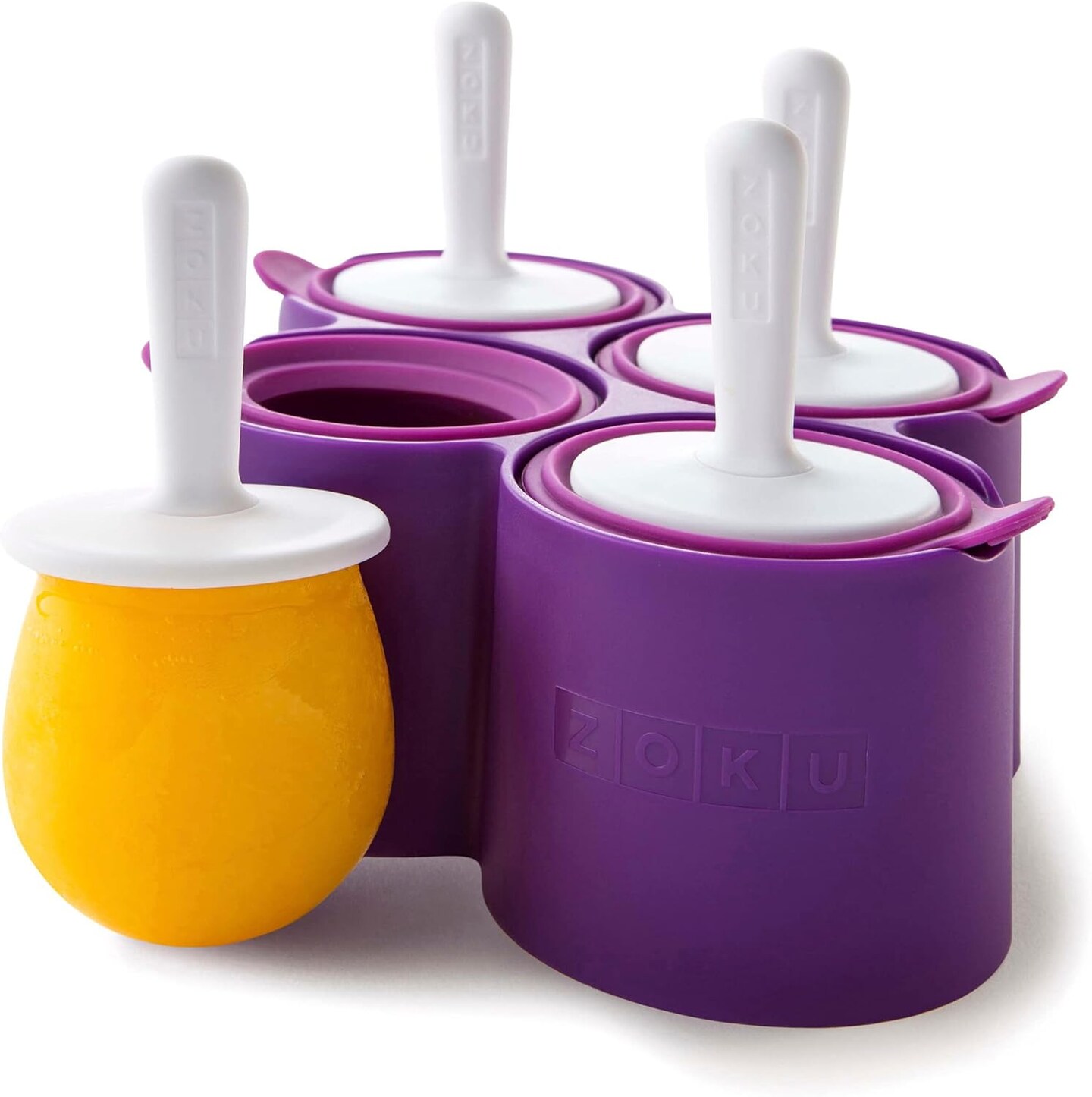 Round Pop Molds – 4 Silicone Popsicle Molds with Reusable Sticks and Drip Guards, Easy-Release, BPA-Free