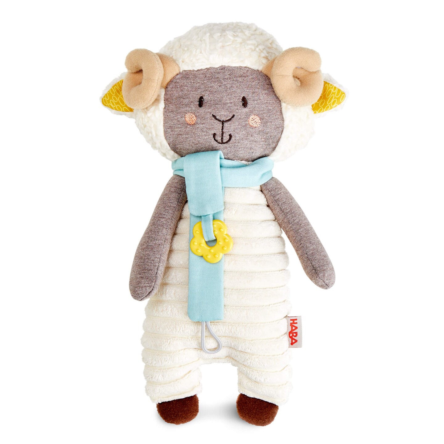HABA Woolbert the Ram Lovey Set - Stuffed Animals for Babies, Pacifier Clips, Sensory Toys &#x26; Baby Teething Toys Ideal for Ages 0 Months+