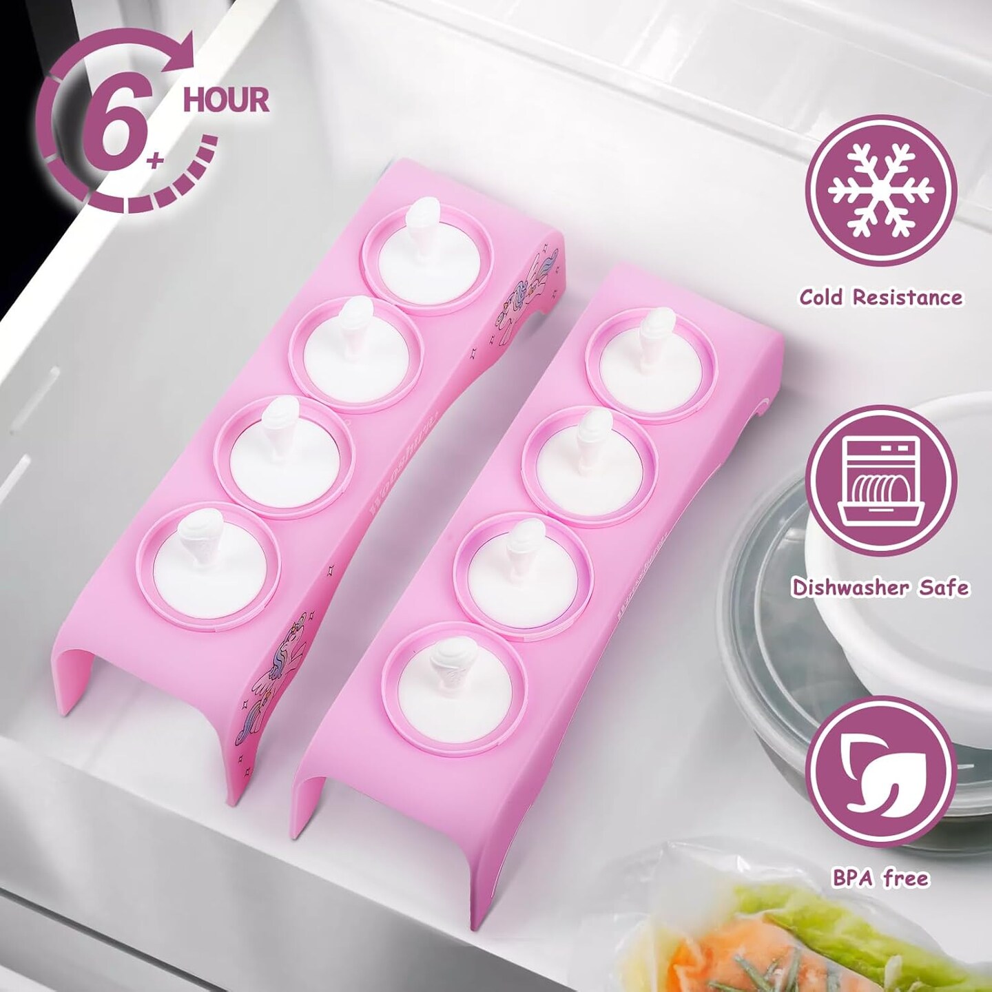 Unicorn Popsicle Molds with Sticks, 4-Pack Silicone Popsicle Holders for Kids Girls, Mini Homemade Ice Cream Molds, Easy-release Popsicle Maker, BPA-free &#x26; Dishwasher Safe (Classic)