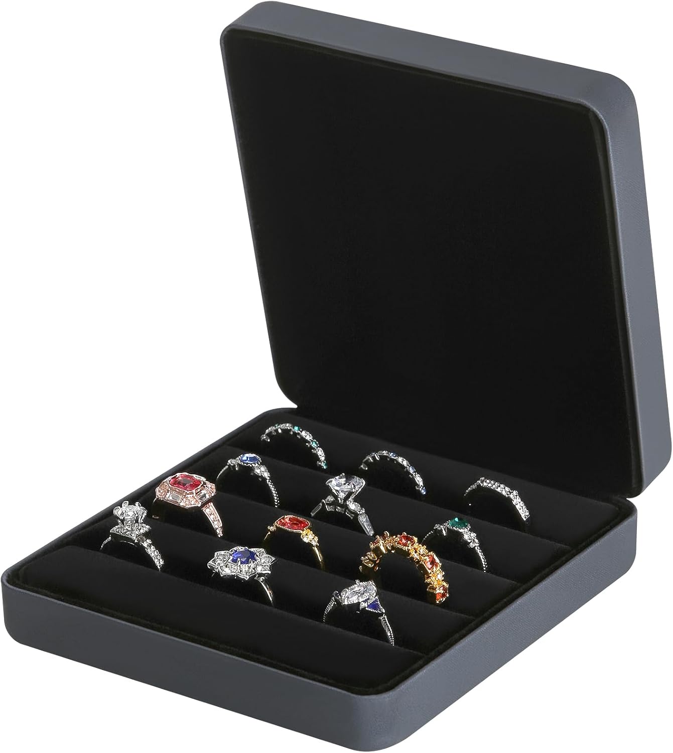 Ring Storage Organizer Box for Multiple Rings, Travel Portable Jewelry Ring Stud Earring Case