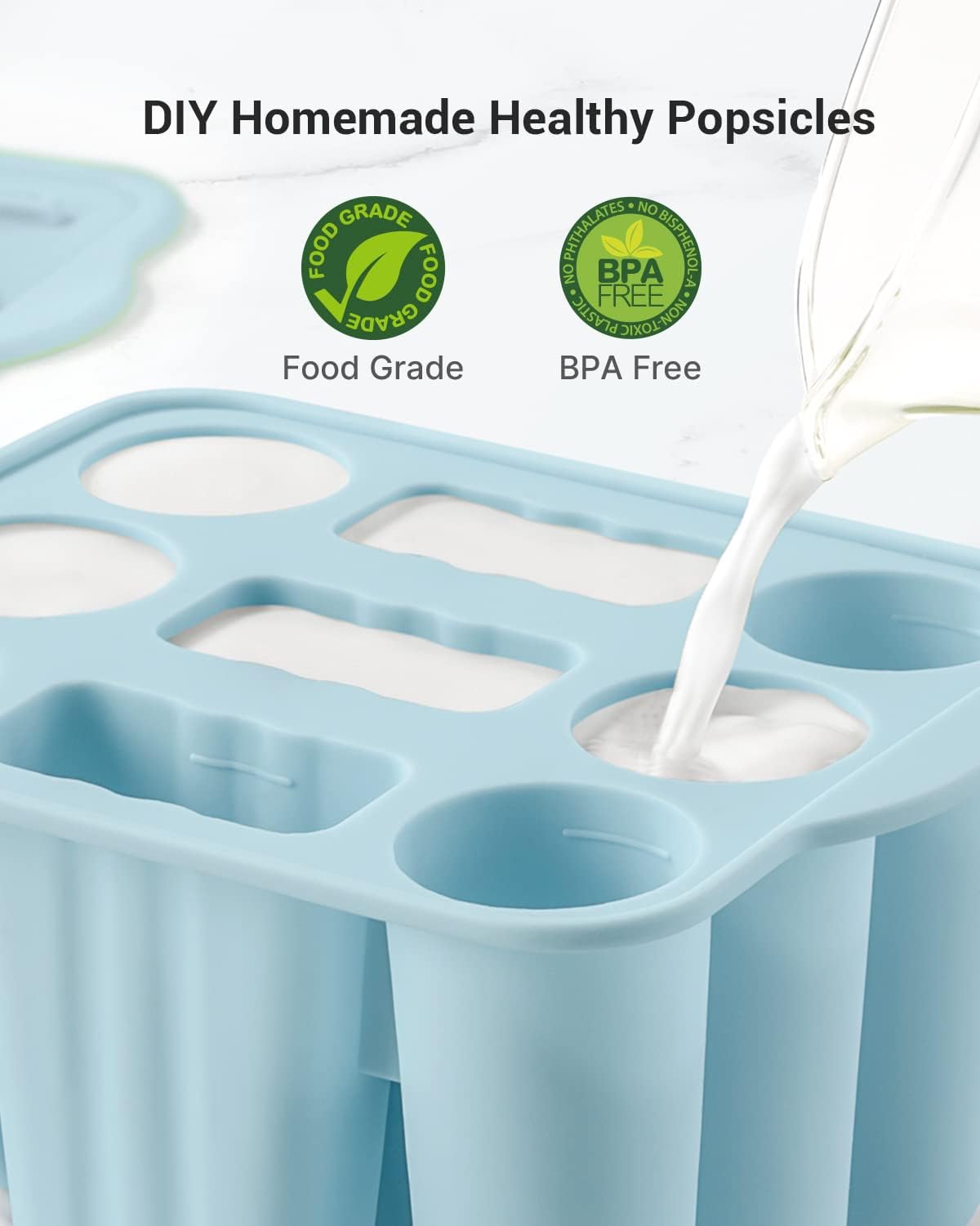 Popsicle Molds for Kids, 9 Pieces Popsicles Molds Silicone BPA