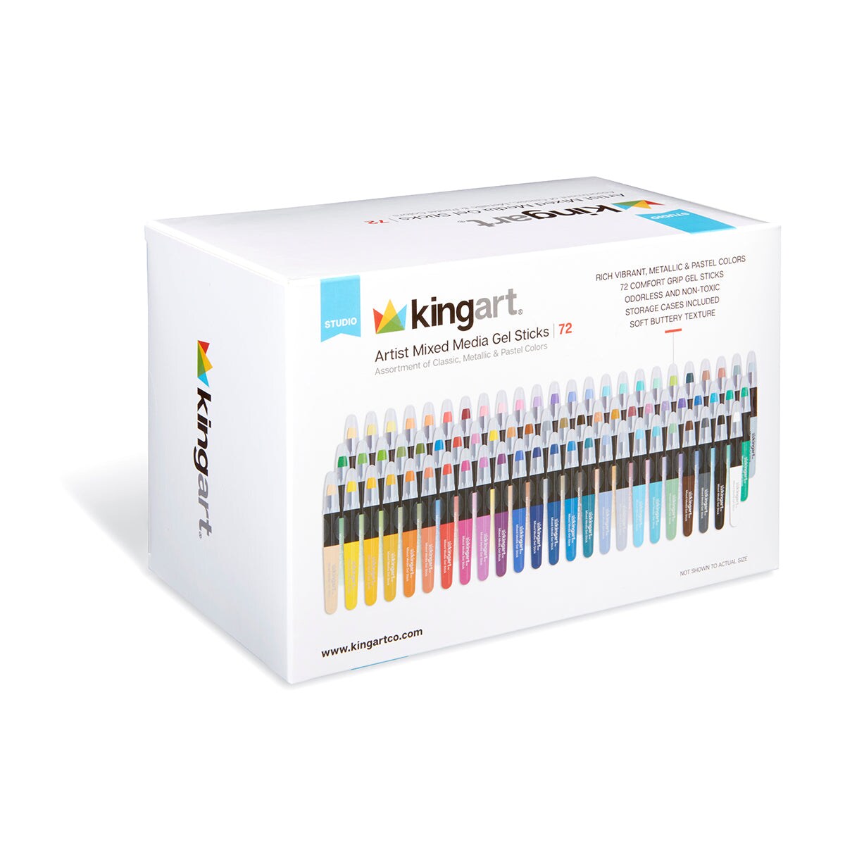 KINGART&#xAE; Gel Stick Artist Mixed Media Watercolor Crayons, Set of 72 Unique Colors