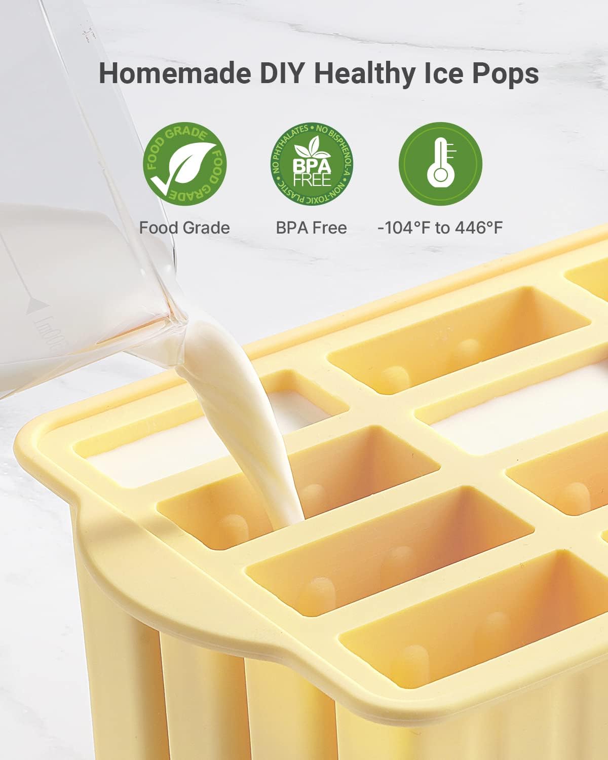 Popsicles Molds,12 Pieces Silicone Popsicle Molds Easy-Release BPA-free Popsicle Maker Molds Ice Pop Molds Homemade Popsicle Ice Pop Maker with 50PCS Popsicle Sticks+Cleaning Brush