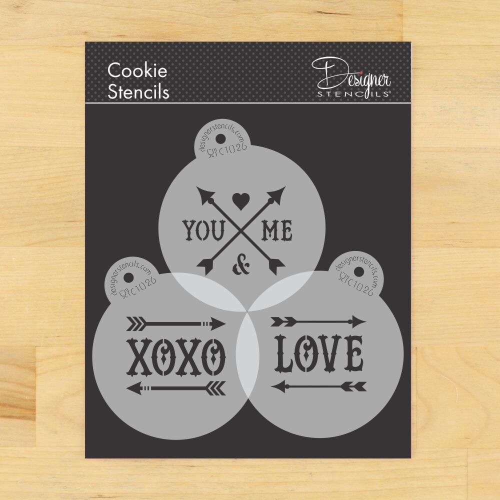 Love and Arrows Cookie Stencil Set | C1026 by Designer Stencils | Cookie Decorating Tools |