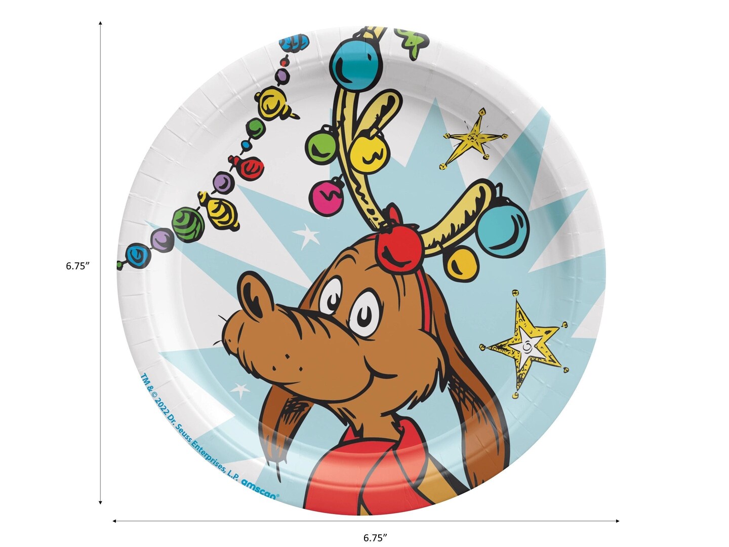 Dr. Seuss The Grinch Christmas &#x22;Max&#x22; 7&#x22; Paper Plates - 8ct