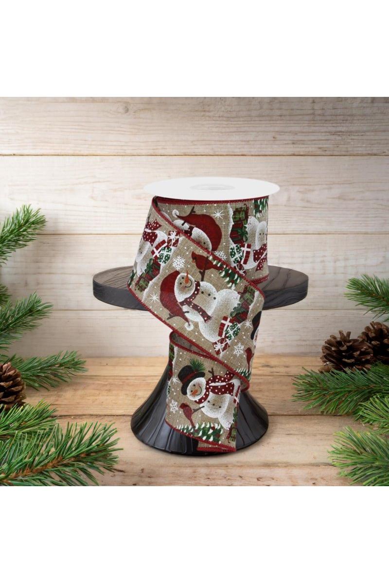2.5&#x22; Snowman Cardinal Ribbon: Light Beige (10 Yards)
