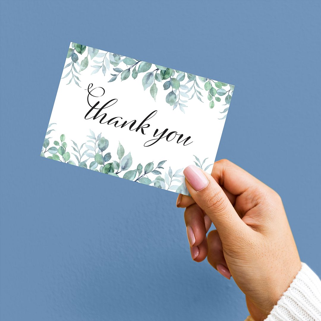 Great Papers! Elegant Eucalyptus Thank You Note Card and White Envelope, 4.875" x 3.375", 24 count