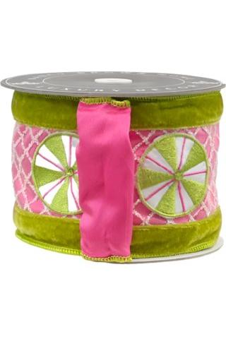 4&#x22; EXCLUSIVE Sweet Candy Ribbon: Lime Green/Pink (5 Yards)