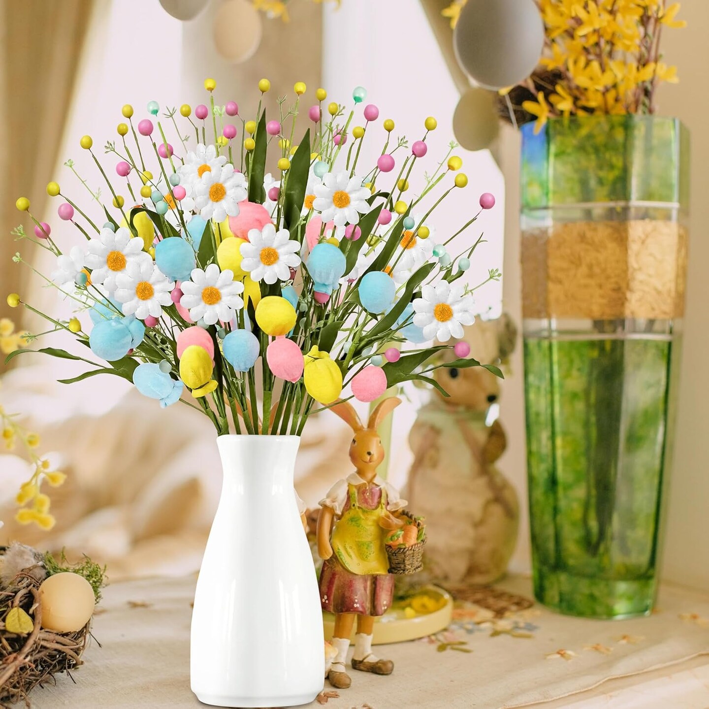 10 pcs Easter Egg Picks – Artificial Spring Floral Stems for Table & Vase Decor