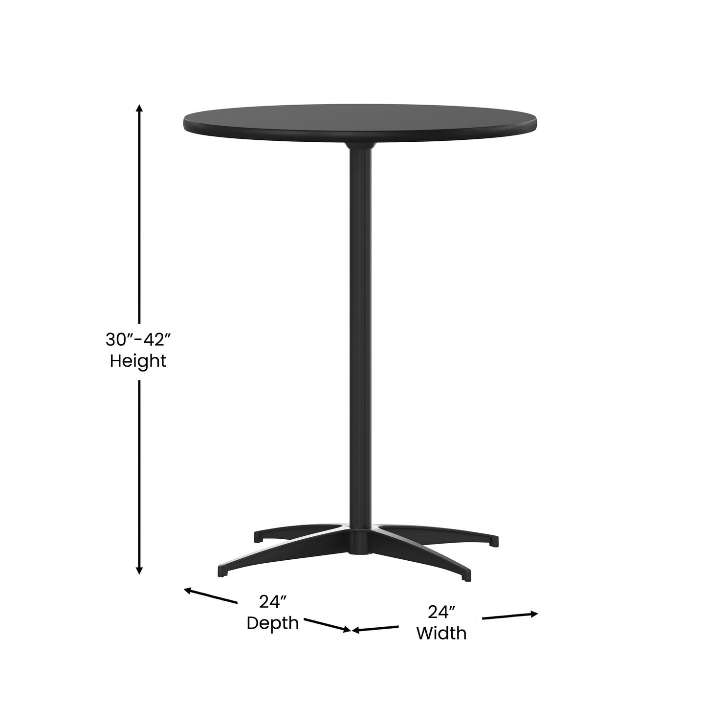 Emma and Oliver 24" Round Wood Cocktail Table with 30" and 42" Columns