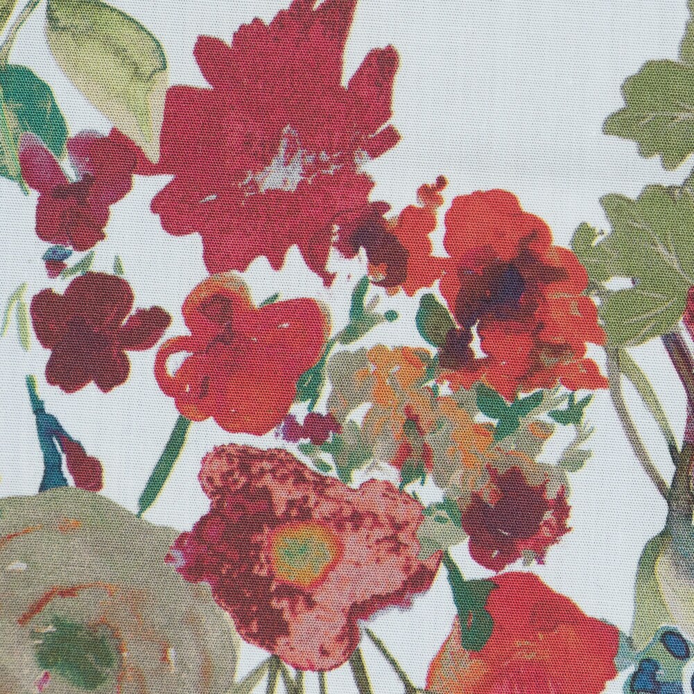 1 Panel Cotton Poplin White Floral Band Promenade au Pavot Print Fabric