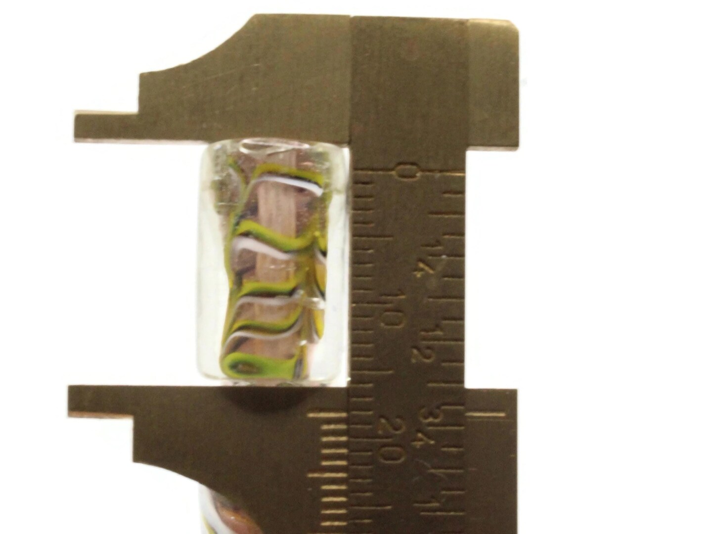 11 18mm Brown Yellow Black and White Striped Lampwork Glass Tube Beads