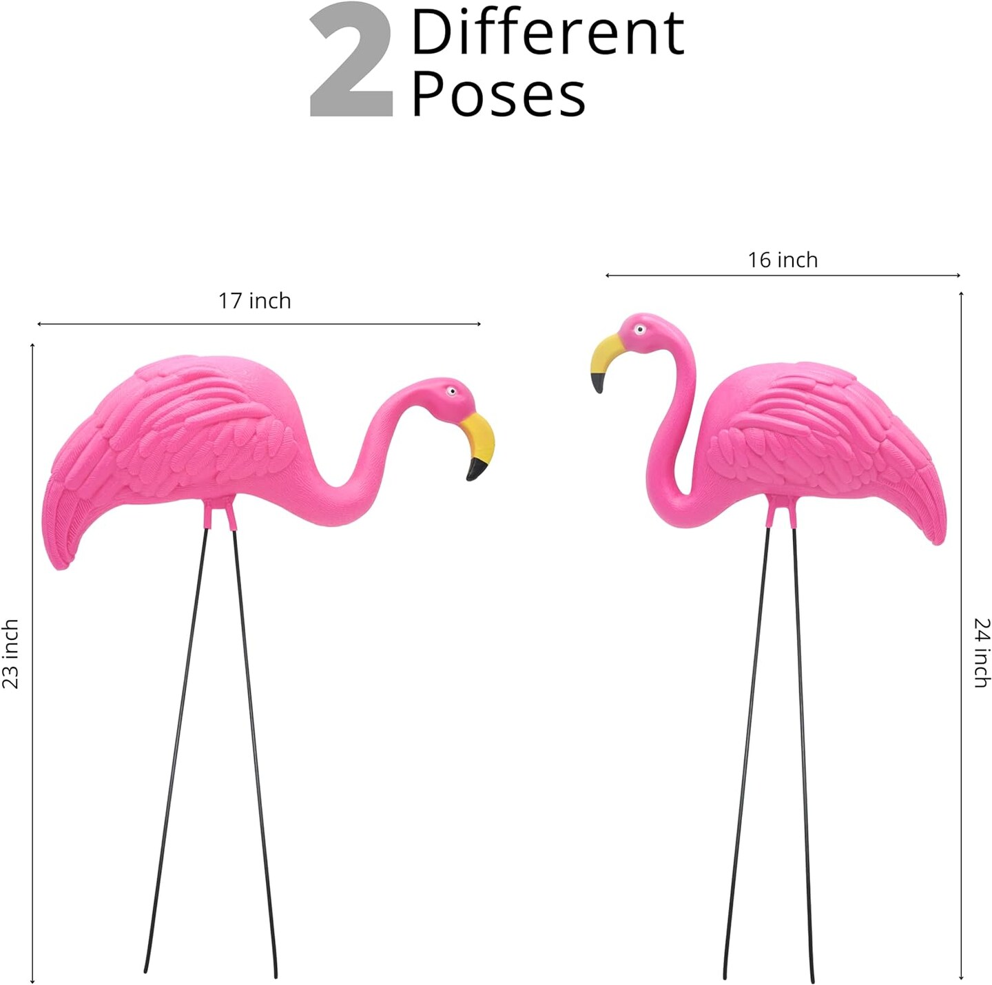 4E’s Novelty 2 Pink Flamingos Yard Decorations - Large Flamingos Yard Ornaments, Lawn Flamingos for Yard Sculptures & Statues Outdoor Garden Decor