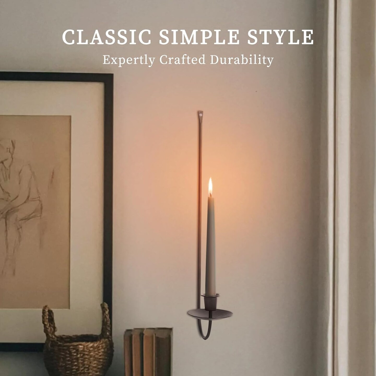 Wall Candle Holder Set of 2, Stylish Black Metal Wall Mount Candle Sconces, Modern Wall Decor for Living Room, Dining Room, Fireplace, Farmhouse, and Christmas