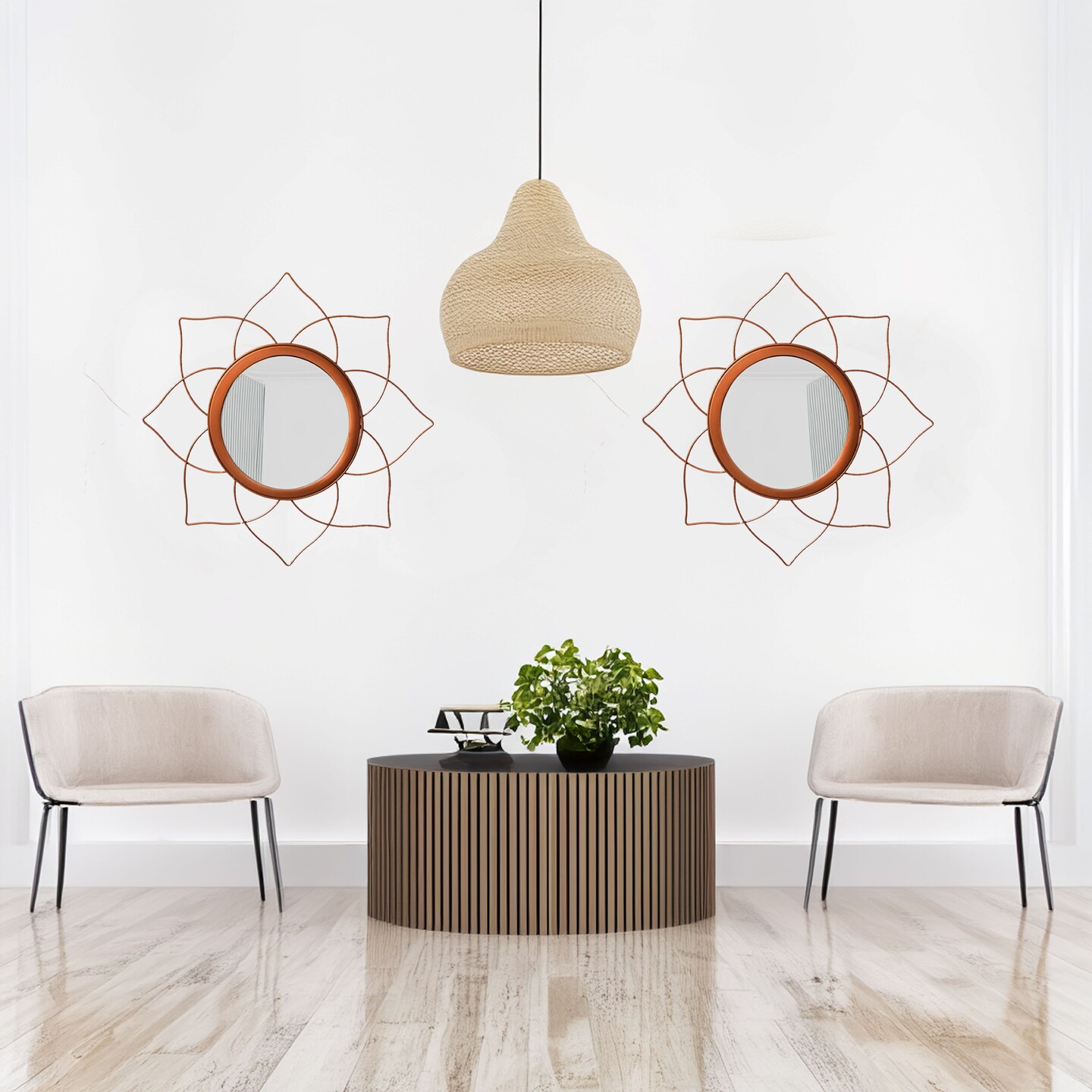 Uniquewise Decorative Metal Wall Mounted Modern Mirror - Perfect for Living Room, Bedroom, Bathroom Vanity, Entryway, or Hallway, Adding Elegance and Charm to Your Space