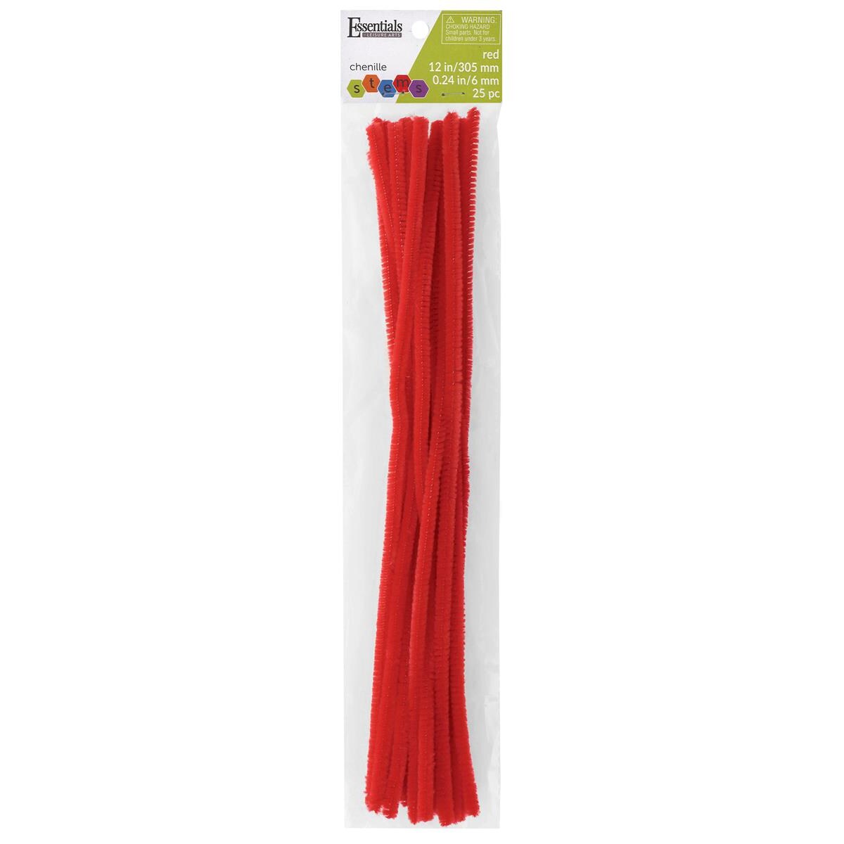 Essentials By Leisure Arts Arts Chenille Stem 12" 6mm Red 25pc