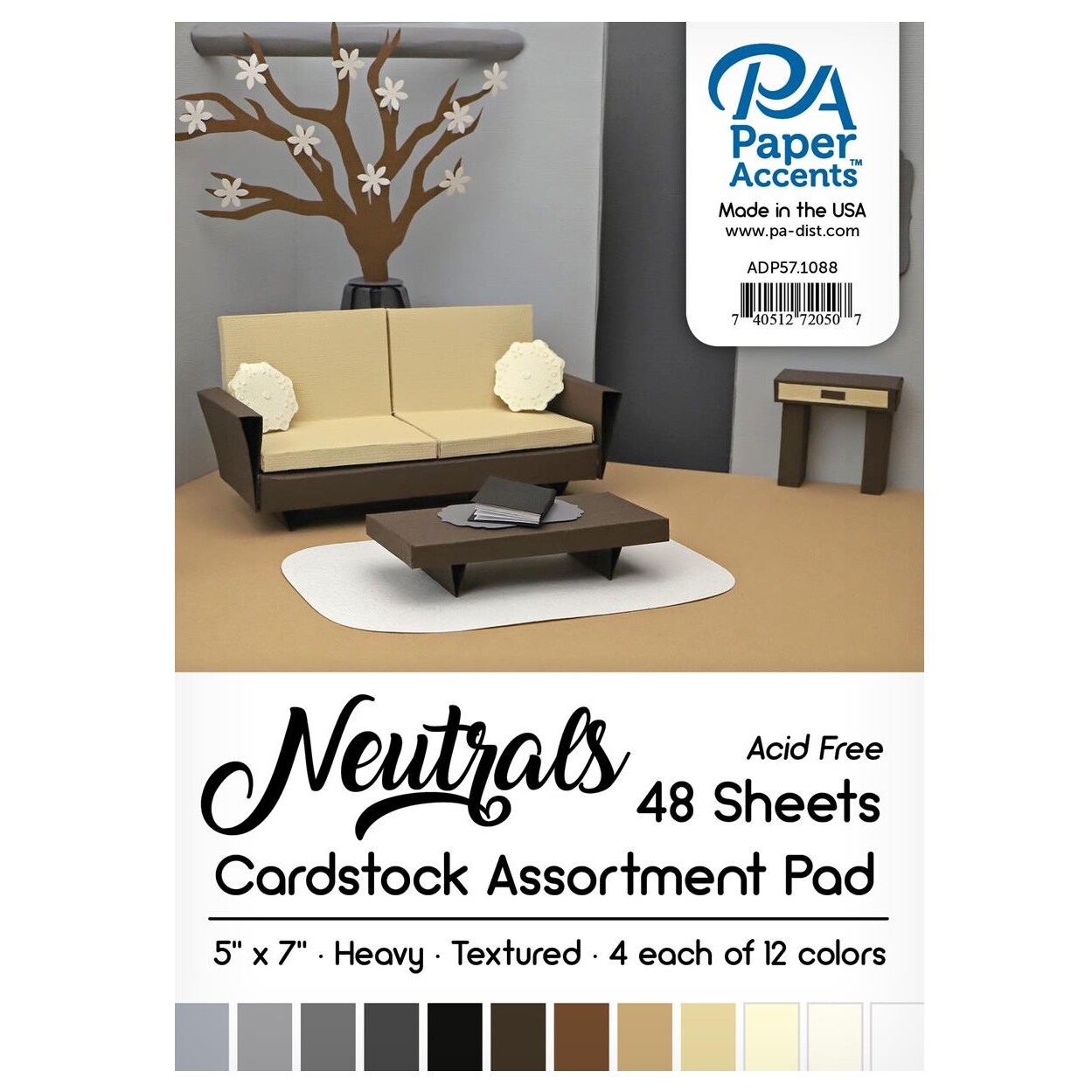 Accent Design Paper Accents Cardstock Pad Neutral Assortment, 5x7, 48pc, 5x7 Cardstock, Card Stock 5 x 7, 5x7 Cardstock Paper, Paper, Card Stock, for Invitations