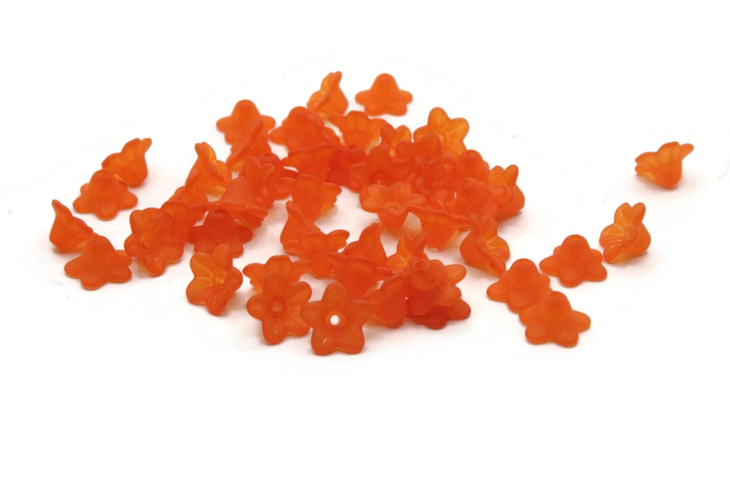 50 10mm Small Orange Flower Translucent Lucite Beads