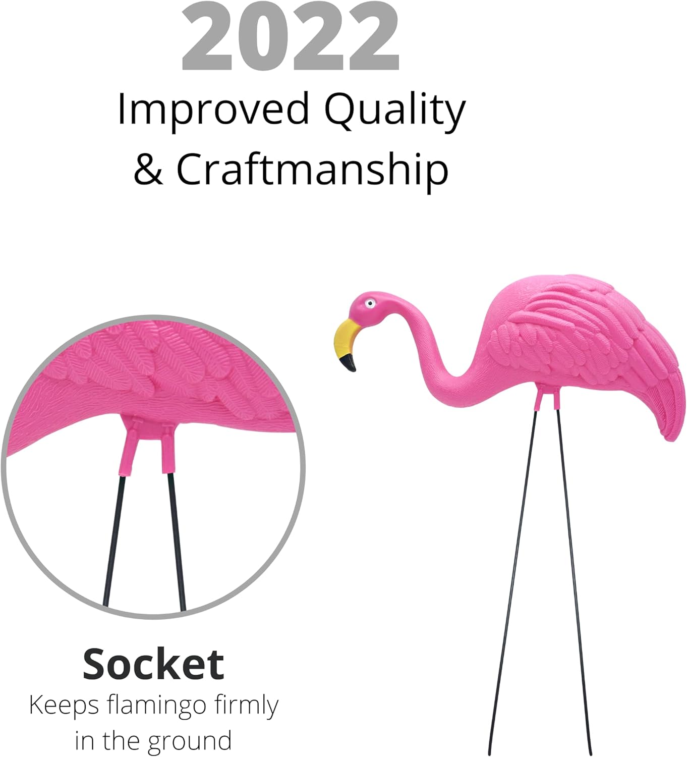 4E’s Novelty 2 Pink Flamingos Yard Decorations - Large Flamingos Yard Ornaments, Lawn Flamingos for Yard Sculptures & Statues Outdoor Garden Decor