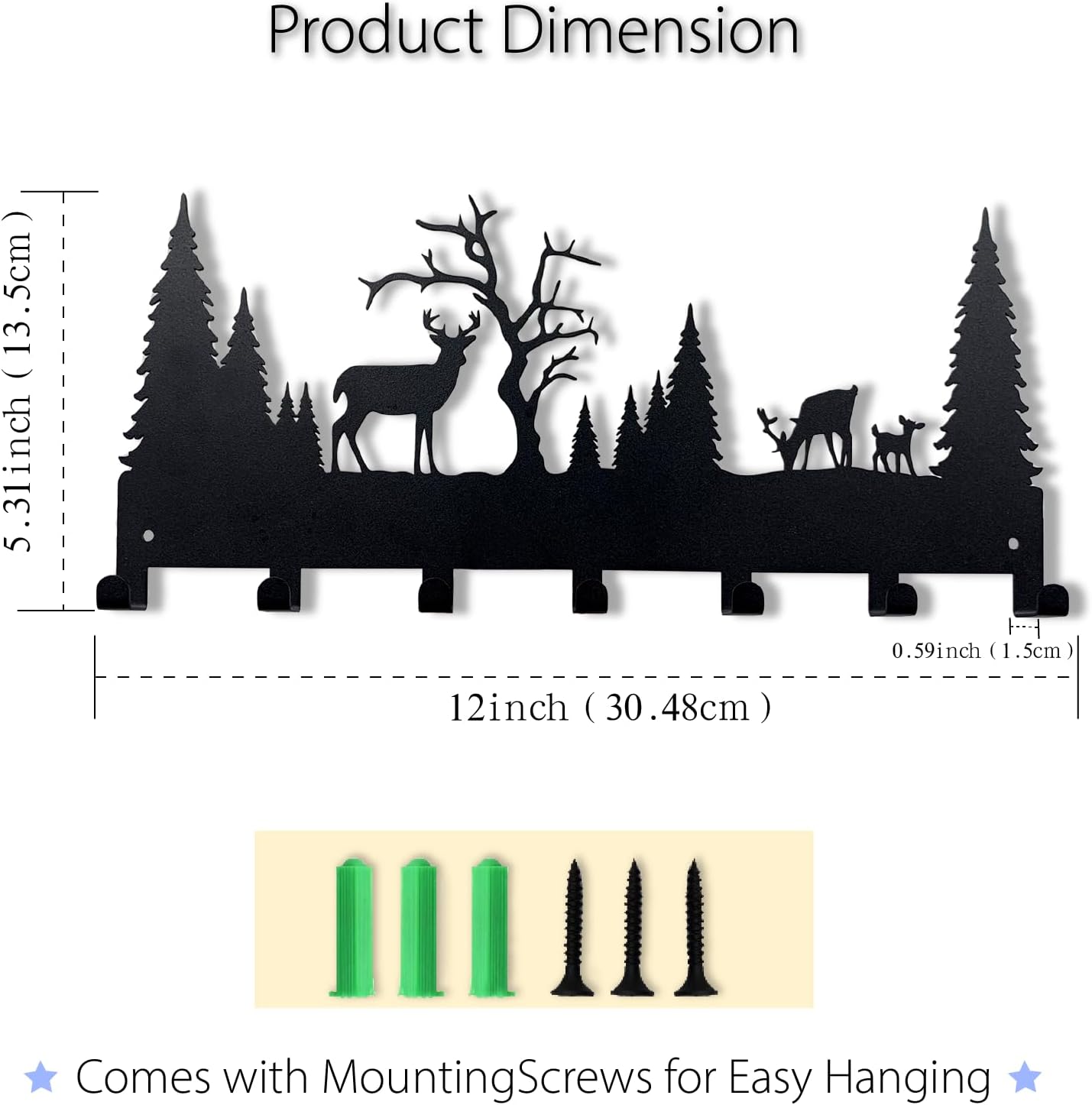 Wall Mounted Key Rack | Metal Key Rack Hook Organizer | Metal Key Organizer with 7 Hooks Wall Decoration for Front Door, Hallway, Kitchen, Office